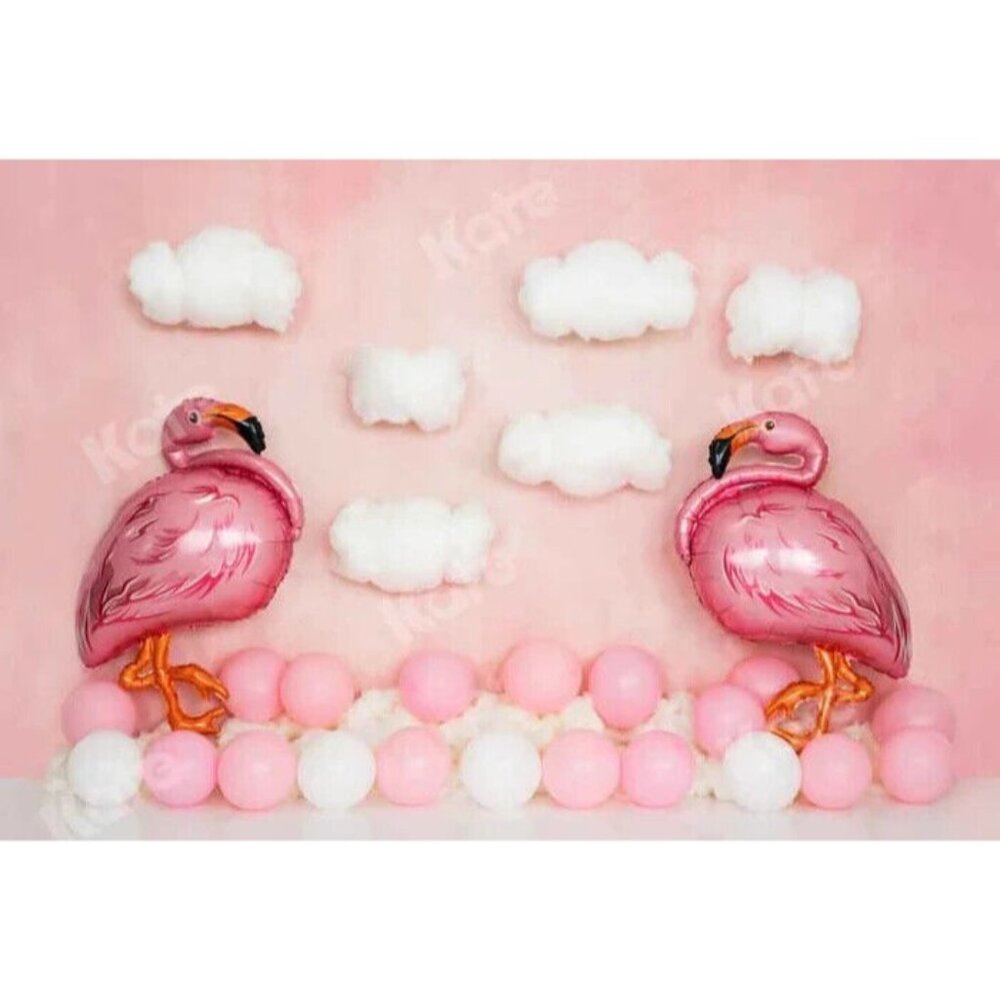 Kate Backdrop 5' x 7' Pink Flamingo Theme Wrinkle Free Photography Background